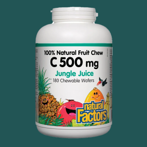 Natural Factors Vitamin C 500mg Jungle Juice 180 Chewable Wafers