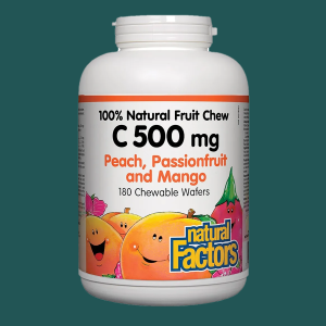 Natural Factors Vitamin C 500mg Peach, Passionfruit and Mango 180 Chewable Wafers