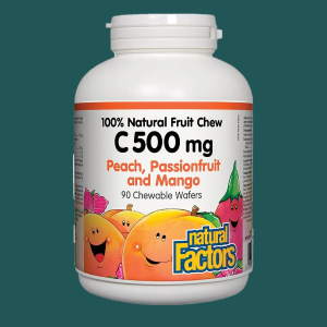 Natural Factors Vitamin C 500mg Peach, Passionfruit and Mango 90 Chewable Wafers