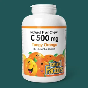 Natural Factors Vitamin C 500mg Tangy Orange 180 Chewable Wafers