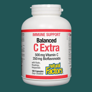 Natural Factors Balanced C Extra 500mg Vitamin C 350mg Bioflavonoids 180 Capsules