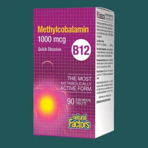 Natural Factors Vitamin B12 Methylcobalamin 1000mcg 90 Tablets