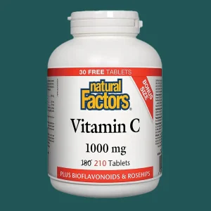 Natural Factors Vitamin C 1000mg Plus Bioflavonoids & Rosehips 180+30 Tablets