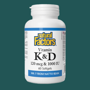 Natural Factors Vitamin K & D 120mcg & 1000 IU 60 Softgels
