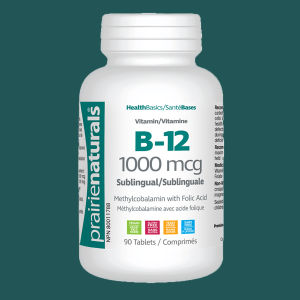 Prairie Naturals Vitamin B-12 1000mcg with Folic Acid 90 Tablets