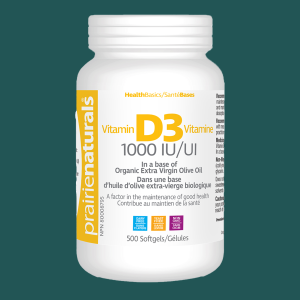 Prairie Naturals Vitamin D3 1000 IU 500 Softgels