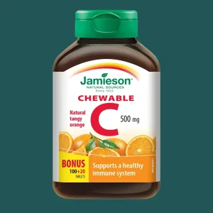 Jamieson Vitamin C 500mg Tangy Orange 100+20 Chewable Tablets