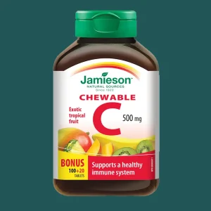 Jamieson Vitamin C 500mg Exotic Tropical Fruit 100+20 Chewable Tablets
