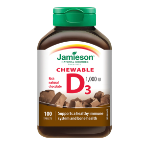 Jamieson Vitamin D3 1000 IU Chocolate 100 Chewable Tablets