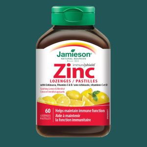 Jamieson Zinc With Echinacea Vitamin C & D Lemon Menthol 60 Lozenges
