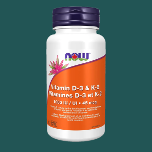 NOW Vitamin D-3 & K-2 1000 IU 120 Veggie Caps