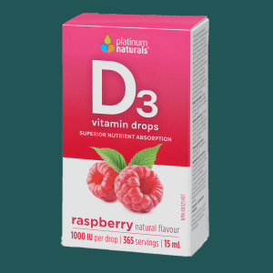 Platinum Naturals Vitamin D3 Drops 1000 IU Raspberry 15mL