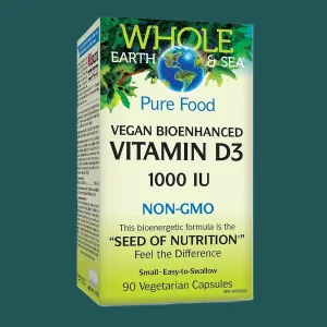 Whole Earth & Sea Vegan Bioenhanced Vitamin D3 1000 IU 90 Veggie Caps