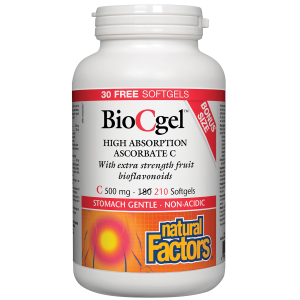 Natural Factors Bio C Gel High Absorption Ascorbate C 500mg 210 Softgels
