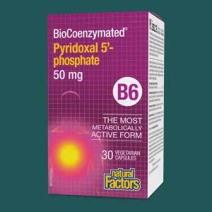 Natural Factors BioCoenzymated Pyridoxal 5 Phosphate 50mg 30 Veggie Caps