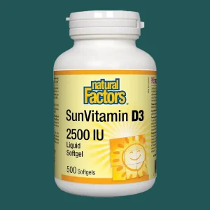 Natural Factors Sun Vitamin D3 2500 IU 500 Softgels