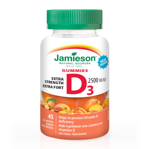 Jamieson Vitamin D3 Extra Strength 2500 IU Juicy Peach 45 Gummies