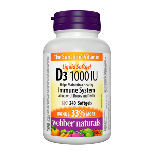 Webber Naturals Vitamin D3 1000 IU 180+60 Softgels
