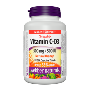 Webber Naturals Vitamin C+D3 500mg/500IU Orange 150+50  Chewable Tablets