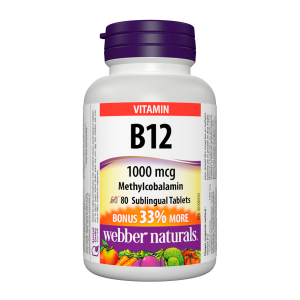 Webber Naturals Vitamin B12 Methylcobalamin 1000 mcg 60+20 Tablets
