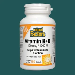 Natural Factors Vitamin K & D 120mcg & 1000 IU 180 Softgels