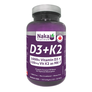 Naka Platinum D3+K2 1000 IU 120+30 Softgels