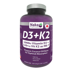 Naka Platinum D3+K2 1000 IU 240+60 Softgels