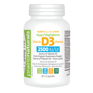 Prairie Naturals Vitamin D3 2500 IU Vegan 90 Veggie Caps