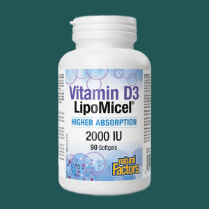 Natural Factors Vitamin D3 LipoMicel 2000IU 90 Softgels
