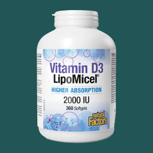 Natural Factors Vitamin D3 LipoMicel 2000IU 360 Softgels