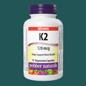 Webber Naturals Vitamin K2 120mcg 75 Veggie Caps