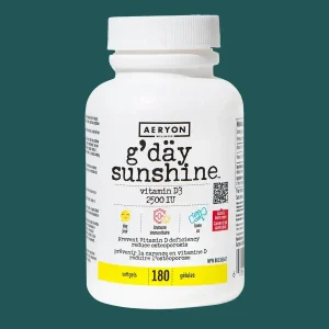 Aeryon Wellness G'Day Sunshine Vitamin D3 2500 IU 180 Softgels