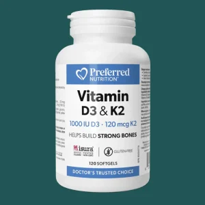 Preferred Nutrition Vitamin D3 & K2 1000 IU 120 Softgels