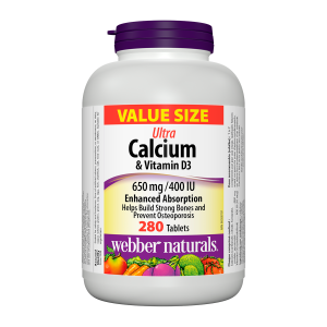 Webber Naturals Calcium & Vitamin D3 650mg / 400 IU 280 Tablets