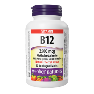 Webber Naturals Vitamin B12 2500 mcg Natural Cherry 60 Tablets