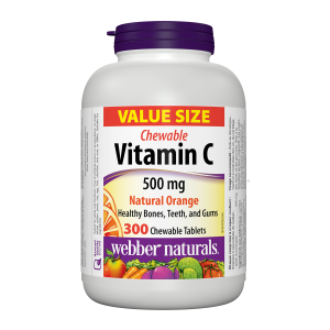 Webber Naturals Vitamin C 500mg Natural Orange 300 Chewable Tablets